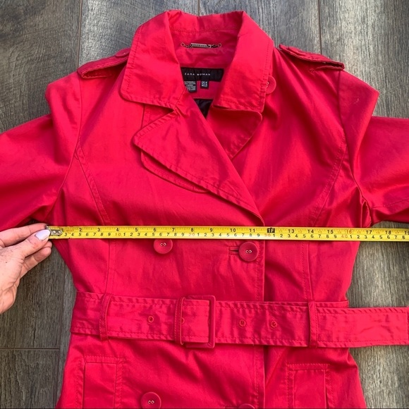 Zara Woman Cranberry Double Breasted Trench Coat - Picture 11 of 14